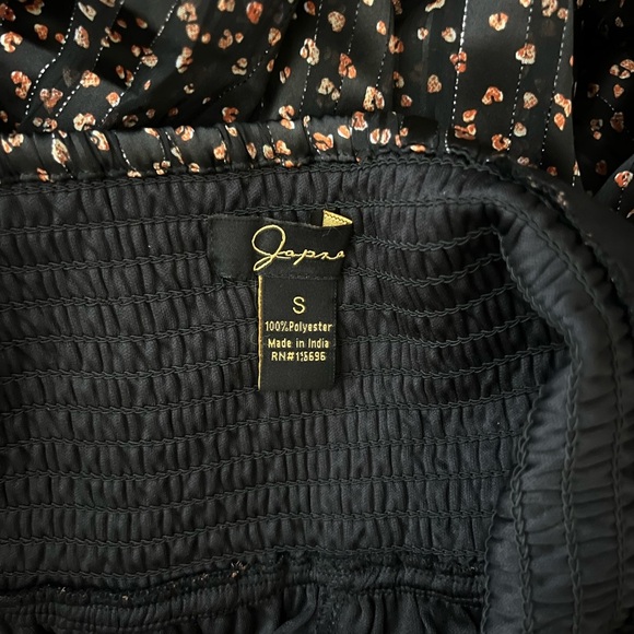 Japna Size Small Black Metallic Print Bohemian Peasant Tiered Midi Sheer Dress - Picture 11 of 11